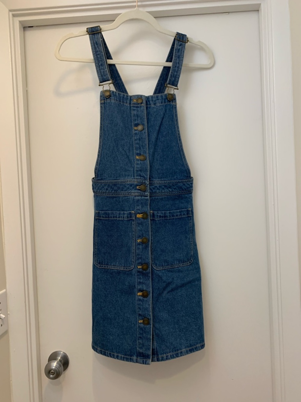 Simons Blue Denim Button-Front Overall Dress